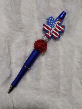 Patriotic Medical Star of Life Bling Pen - Blue & Red